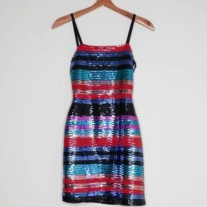 WAYF SEQUIN STRIPE MINI DRESS